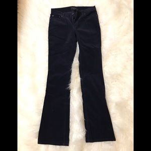 Navy blue slim boot cut corduroy pants